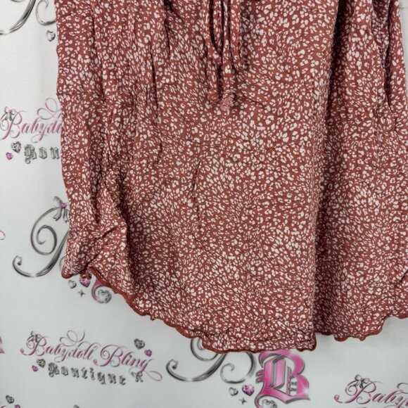 URBAN Romantics tank top flowy ribbon tie up pink orange Rust Floral Camisole - Picture 3 of 7